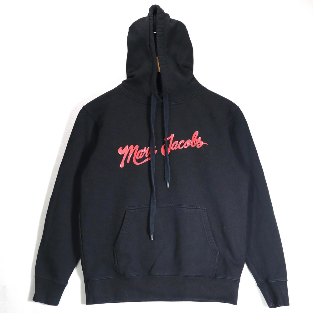 Marc Jacobs Hoodie Womens XS Black Pink Script Logo Graphic Casual Loungewear